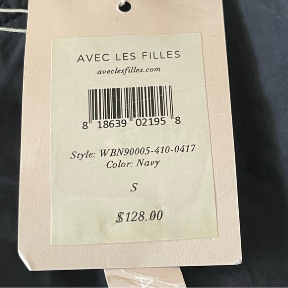 Avec Les Filles Longline Navy Rain Coat Windbreaker Jacket Size Small NWT - Picture 7 of 7